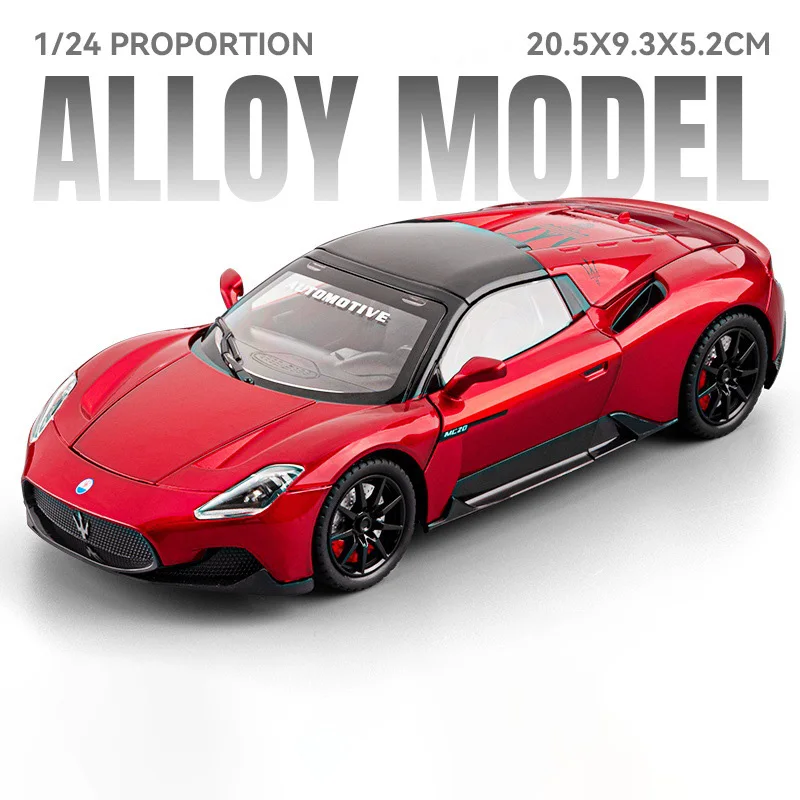Maserati MC20 Cabrio – modèle de voiture de sport en alliage moulé sous pression, piste en métal, véhicules de course, son et lumière, jouet pour enfants, cadeau, 1/24