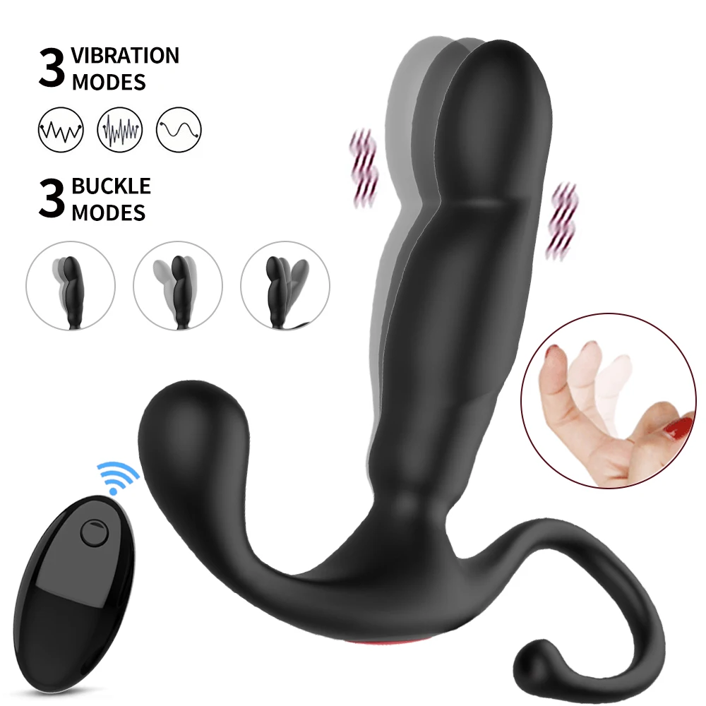 Charging Black Samurai Button Vibrating Prostate, Heating Vibrating Prostate Massager Silicone Vestibule Anal Plug Sex Toys