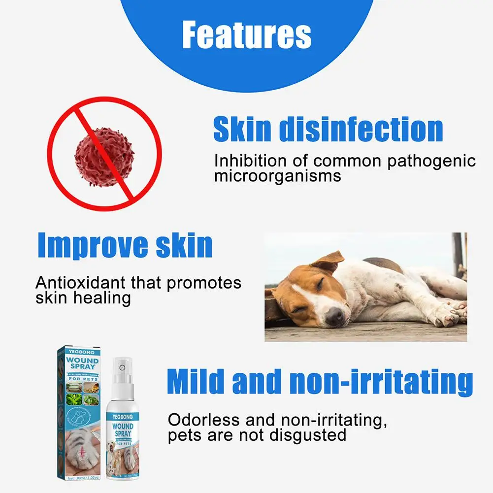 30ml Pet Scratch Treatment Spray Promotes Pet Wound Healing Care Liquid Gentle Formulation Restores Pet Skin Pet Accessories