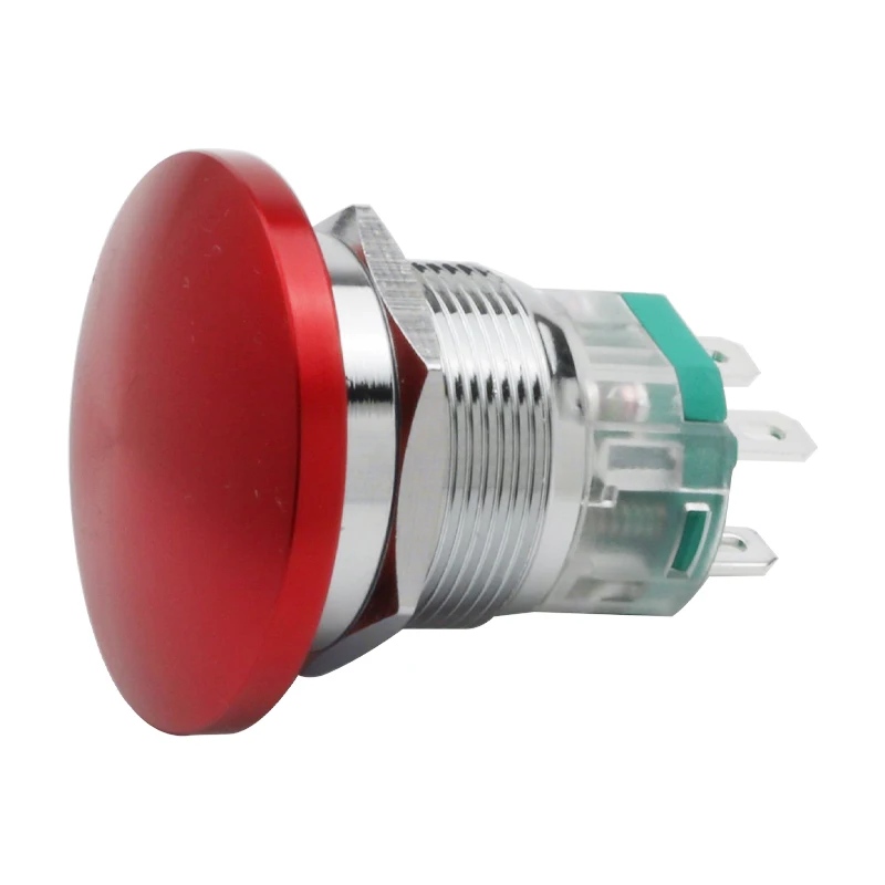 Mushroom Metal Button Switch 16MM 19MM 22MM 10A Large Current Momentary Latching  Welding Foot 1NO/2NO Red Green Yellow Blue
