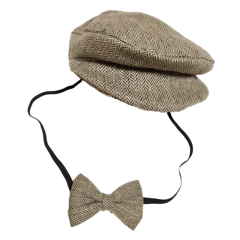 

Cartoon Baseball Cap Bow Tie Newborn Outfit Flat Baby Photoshoot Props Photography Hats Accessories 0 2 Months