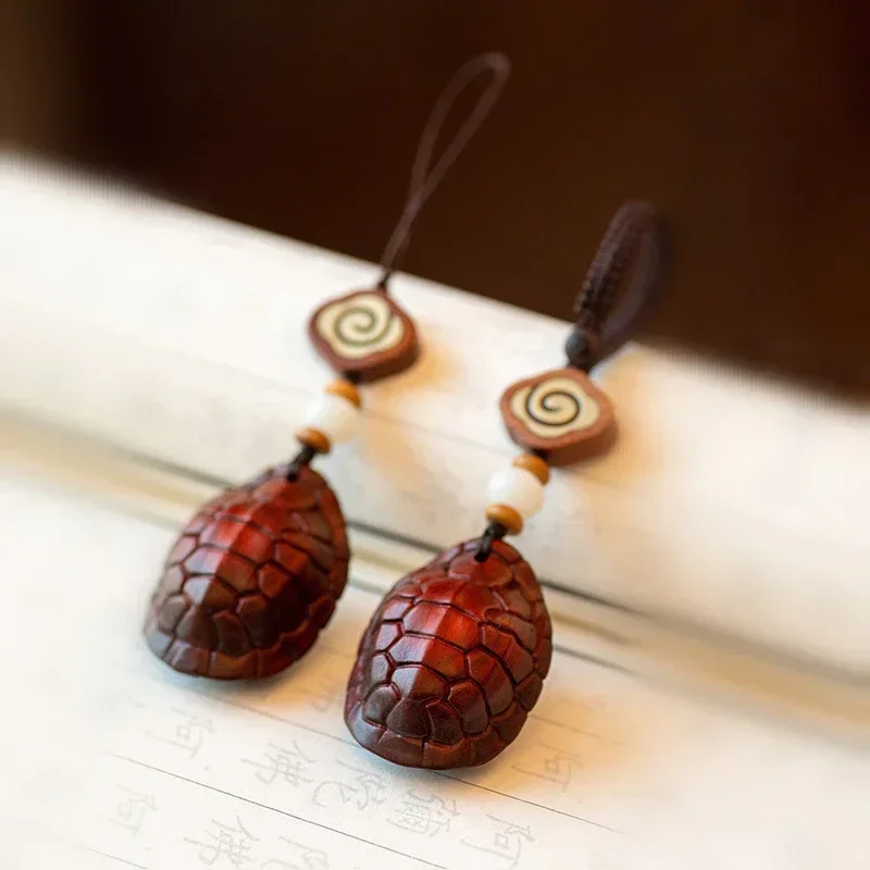 Rosewood Turtle Shell Keychain Mobile Phone Pendant Fortune Turtle Back Male and Female Personality Creative Chinoiserie Gifts