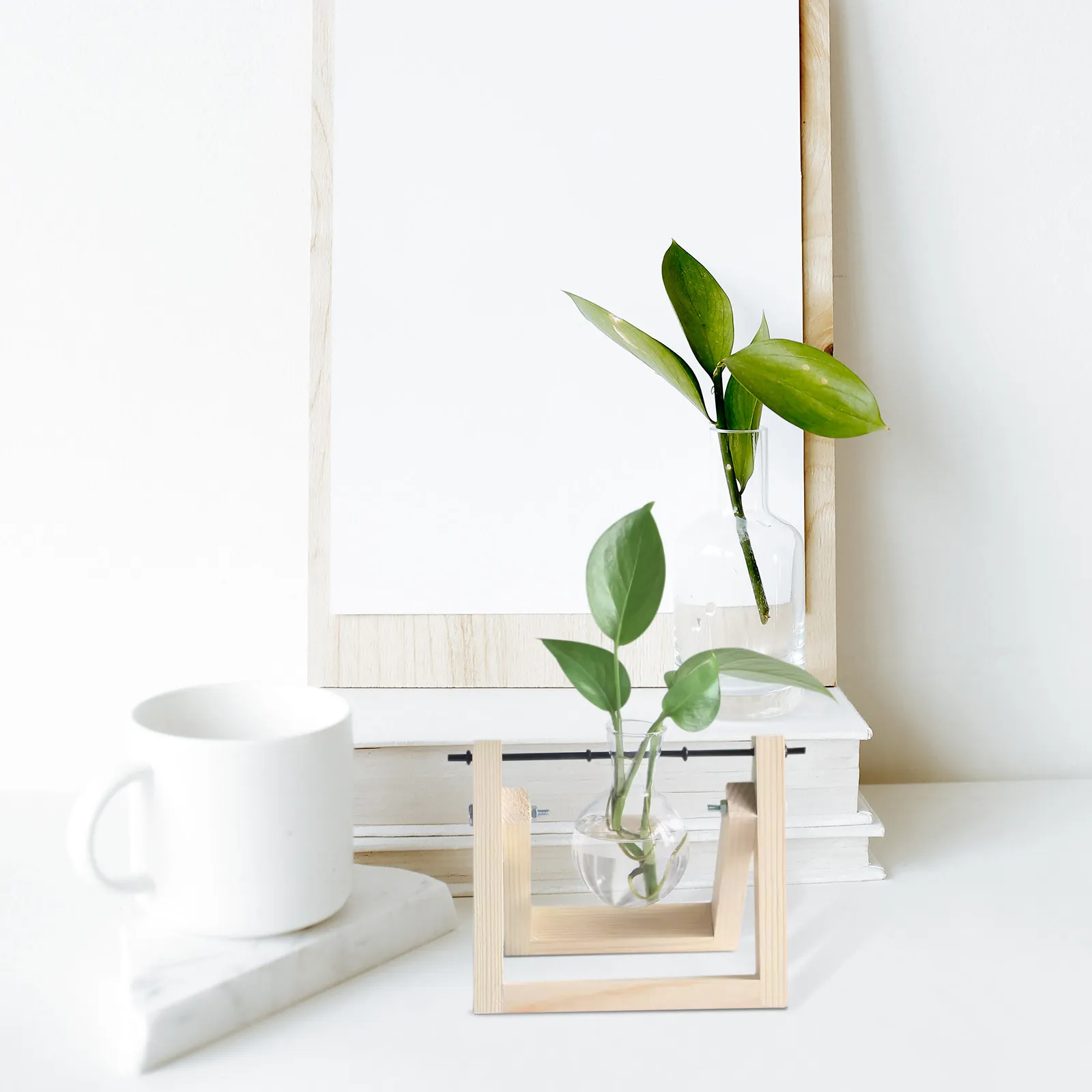 10Pcs Glass Hydroponic Vase Stand Set for Office Home Studio Water Propagation Plant Rooting Station Desktop Flower Tube Display