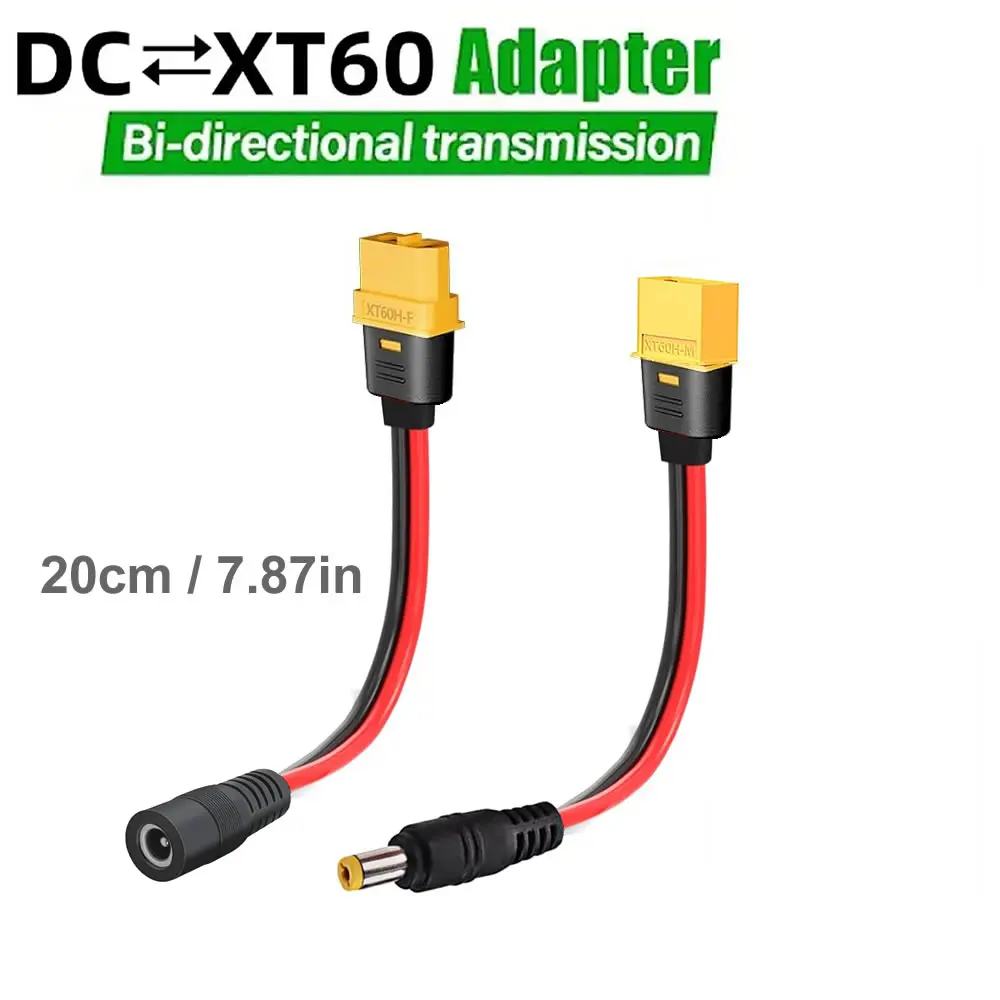 XT60-Stecker (weiblich/männlich) auf DC 5,5x2,1mm Anschluss Ladeadapterkabel Konvertierungskabel für RC Lipo Akku Autos Drohnen Flugzeuge