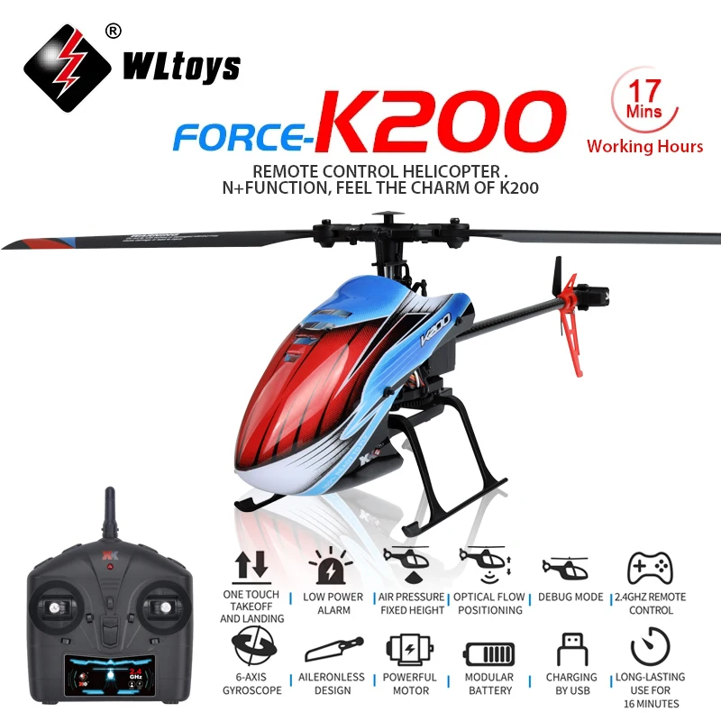 WLtoys RC Helicopters k200 K127 2.4Ghz 4CH 6-Aixs Gyroscope Fixed Height Single Blade Propellor Gyro Mini RC Toys For Kids Gift