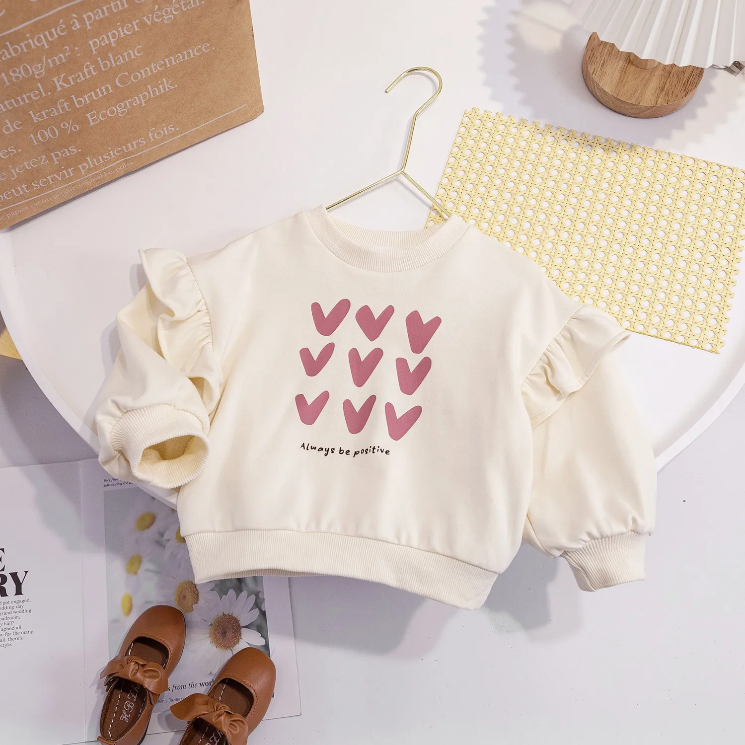 Kinder-Sweatshirt mit Rundhalsausschnitt, Mädchen, Kinder, Herbst, Rosa, bedruckt, Langarm, Kinder-Langarm-Sweatshirt mit Rundhalsausschnitt – Detail 4