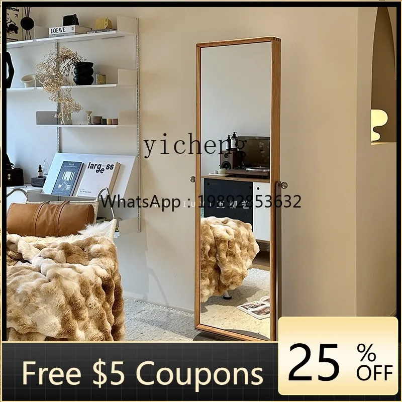 ZZ  Home Dressing Mobile Dressing Mirror Rotating Magazine Storage Rack Full-length Mirror Multi-functional