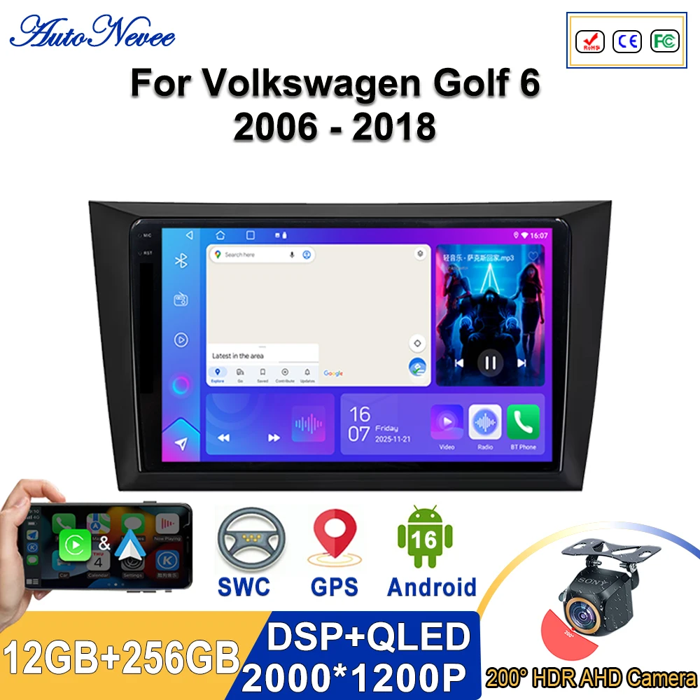 

Android 16 2K Incell Screen Multimedia Stereo For Volkswagen Golf 6 2006 - 2018 Touch Screen Plug and Play High-performance CPU