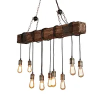 Antique Industrial Retro Wood E27 LED Ceiling Chandelier Lightin Creative Bar Luminaire Vintage Pendant Lights Lustre