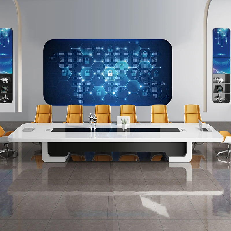 Customized Paint Conference Table  Large Negotiation Office Table and Chair Combination Training White Conference Long Table
