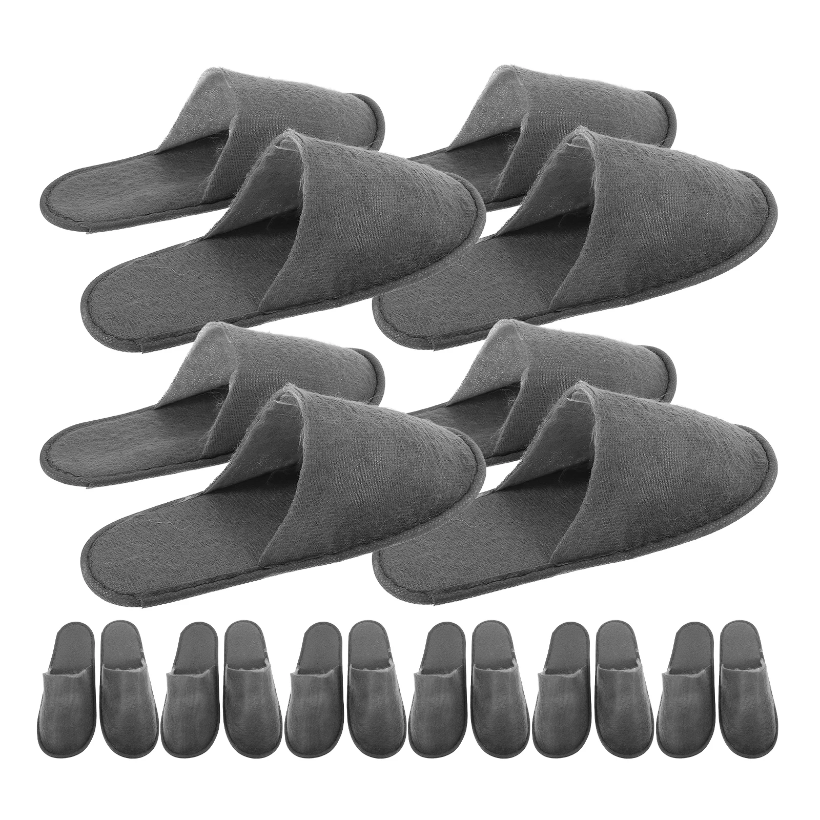 

Disposable Non Slippers Grey Pulled Cloth Footwear for Home Hotel Salon Travel Guest Use Sturdy Indoor Shoes