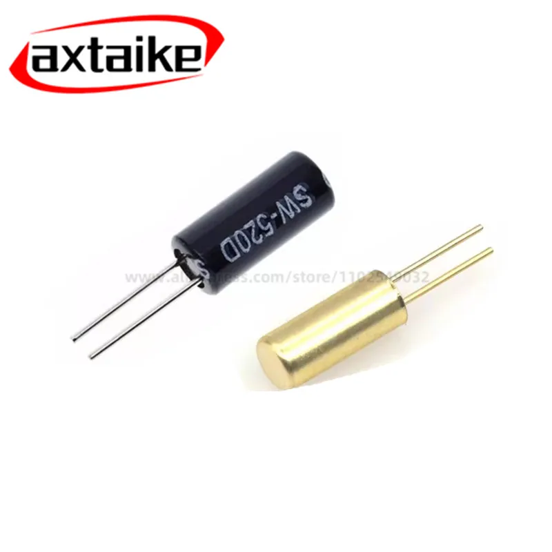 10PCS 5*12mm SW-520D Vibration Sensor Gold Metal Ball Tilt Shaking Switch Ball Angle Module Black 2Pin SW520D