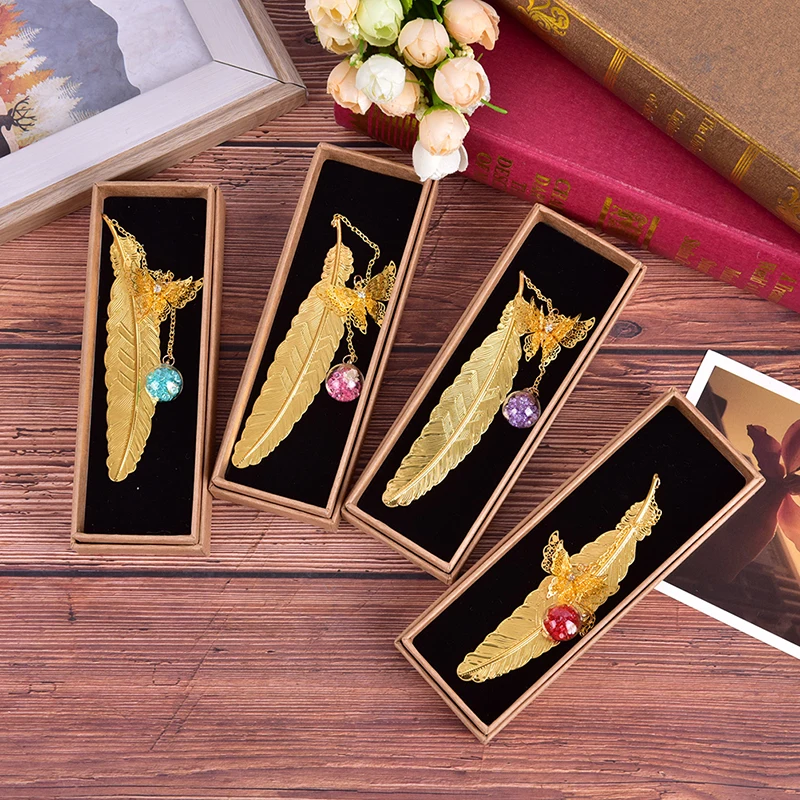 1PC Metal Bookmark Pendant Chinese Style Feather Book Marks For Teacher Appreciation Bookmarks Book Clip Office Accessories 