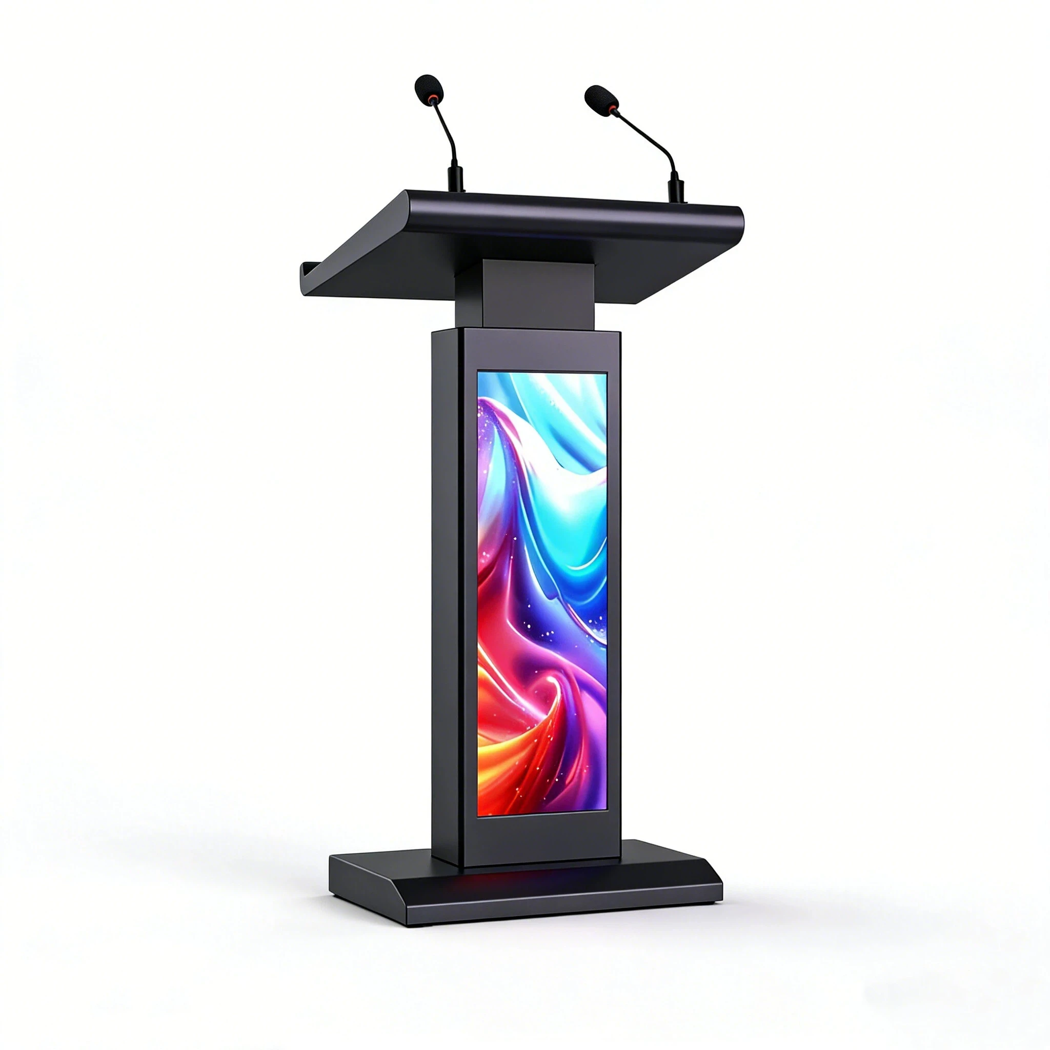 Customized Products Hot-Selling Indoor OEM Modern Display Digital Podium Lectern with LED Screen Microphones Metal Material Conf