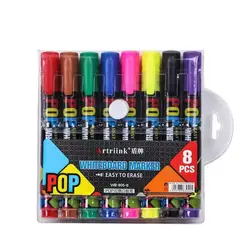 8-24 Colors LED Highlighter Liquid Chalk Erasable Marker Fluorescent Blackboard Glass Window Painting Advertisement Art Pen