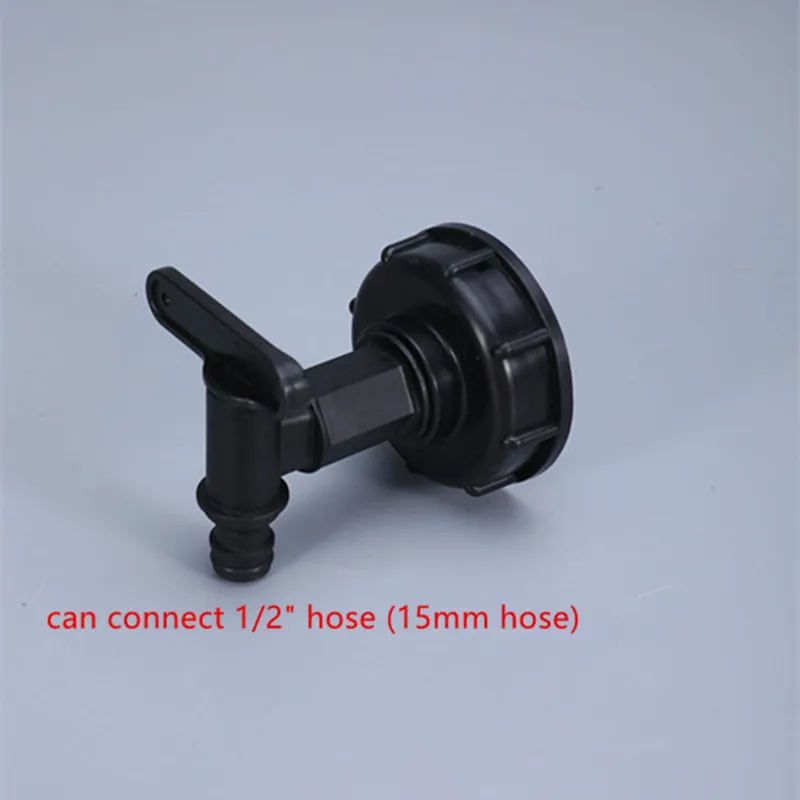 1/2 Inch S60x6 Thread Plastic IBC Tank Tap 15mm Adapter Garden Hose Connection with Switch Valve Water Tank Fittings