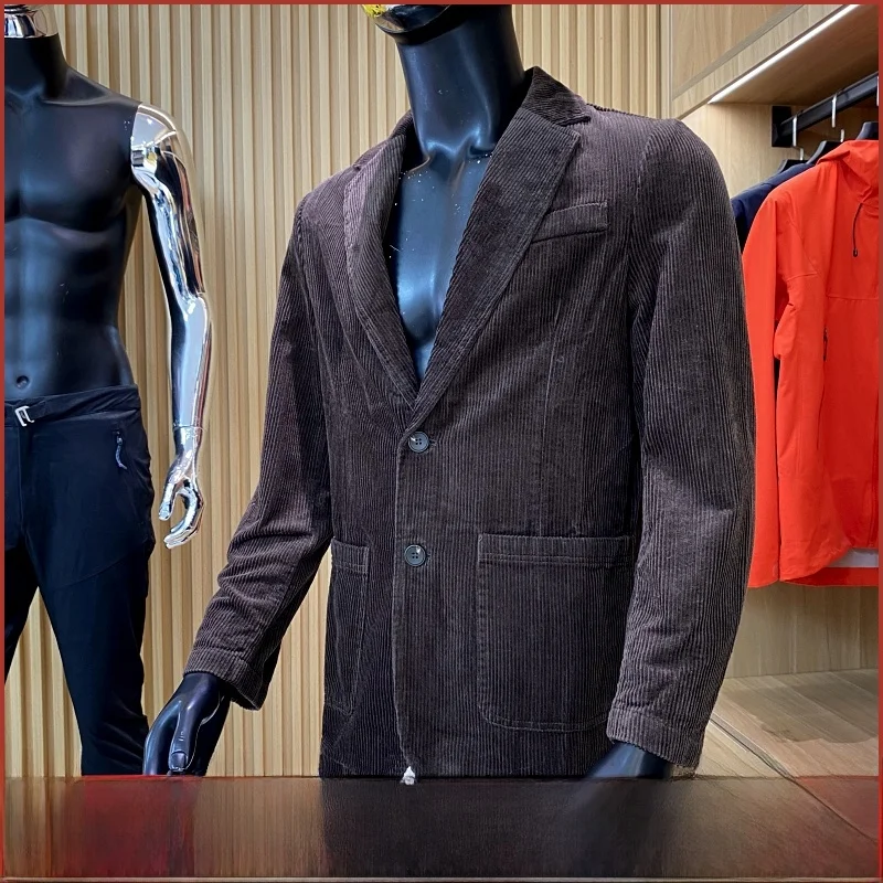 

Вельветовый мужской костюм, повседневный весенне-осенний однотонный костюм с плоским воротником, деловой повседневный костюм Faion Urban Sle Long Sve с двумя пуговицами