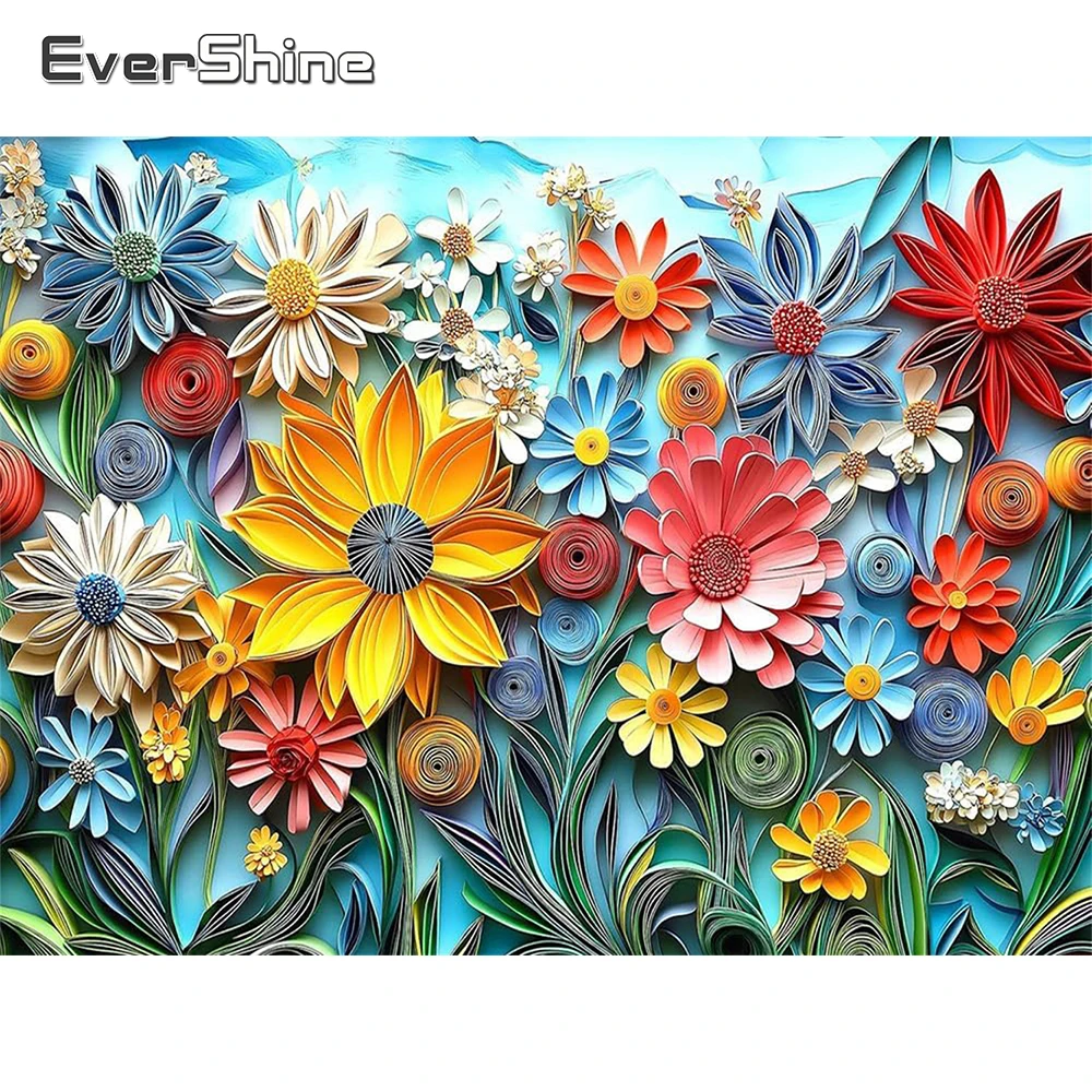 Evershine Diamant-Gemälde, Blume, Gänseblümchen, Acryl, Bastelbedarf, Diamant-Mosaik, DIY, geeignet für Anfänger, Stickerei, einzigartiges Geschenk