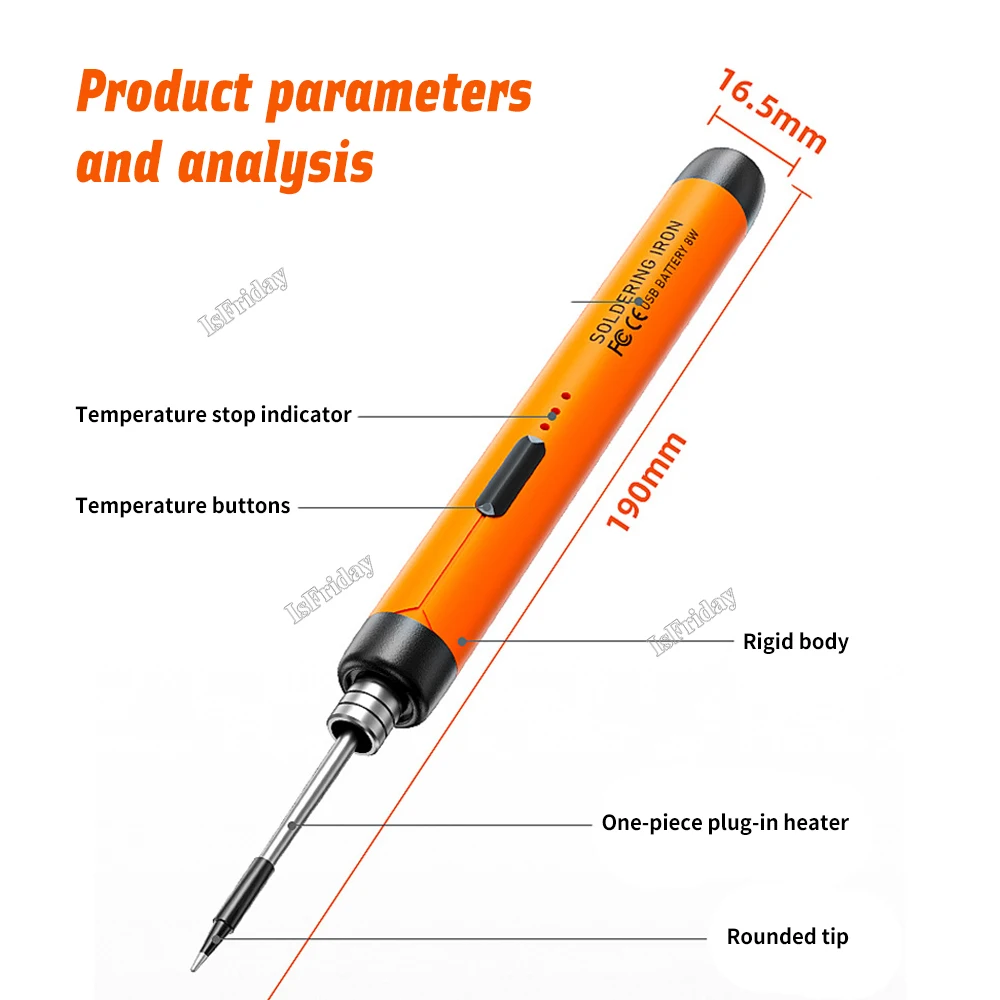 Portable 5V USB Electric Soldering Iron 800mAh 450 ℃ Mini Soldering Iron Charging Electric Soldering Iron Welding Repair Tools