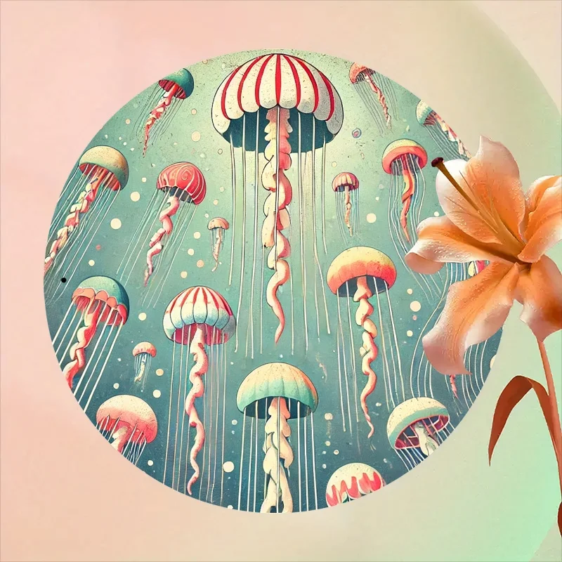 ديكور الغرفة، لافتة ألومنيوم معدنية لرقص قنديل البحر العتيق، لوحة فنية جدارية مزخرفة، مستديرة 7.87 بوصة، مقاومة للماء، مقاومة للطقس، مسبقًا