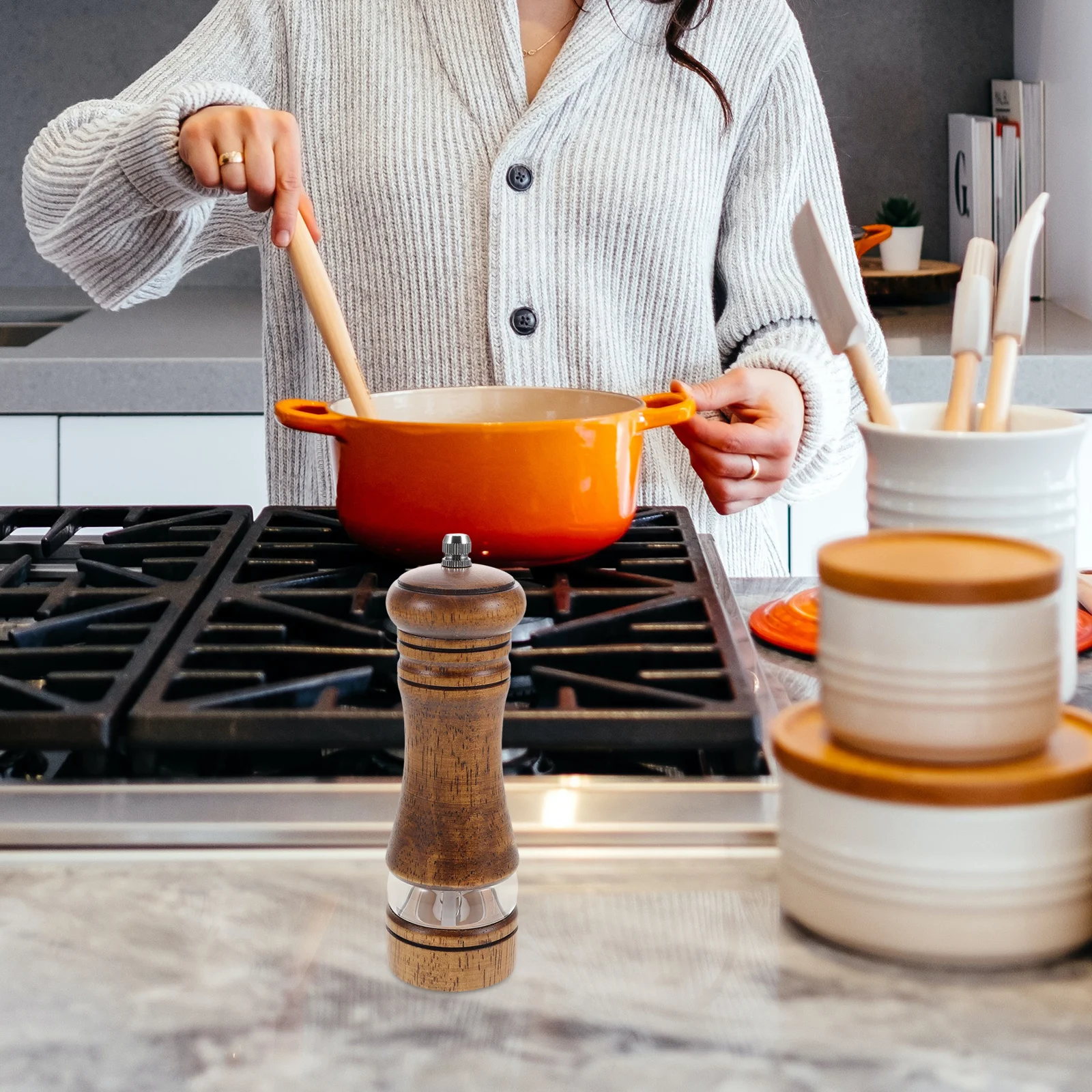 

Manual Pepper Grinder Large Capacity Visible Window Reusable Kitchen Gadget Salt Pepper Crusher Handheld Grinding Tool