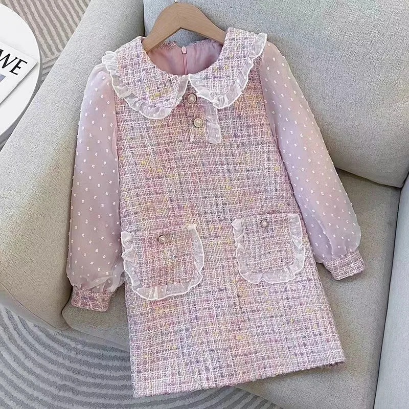 Girls Dress Spring And Autumn 2024 New Fashionable Princess Dress Children's Girls' Autumn Fragrant Fashion Dress Kids Clothing