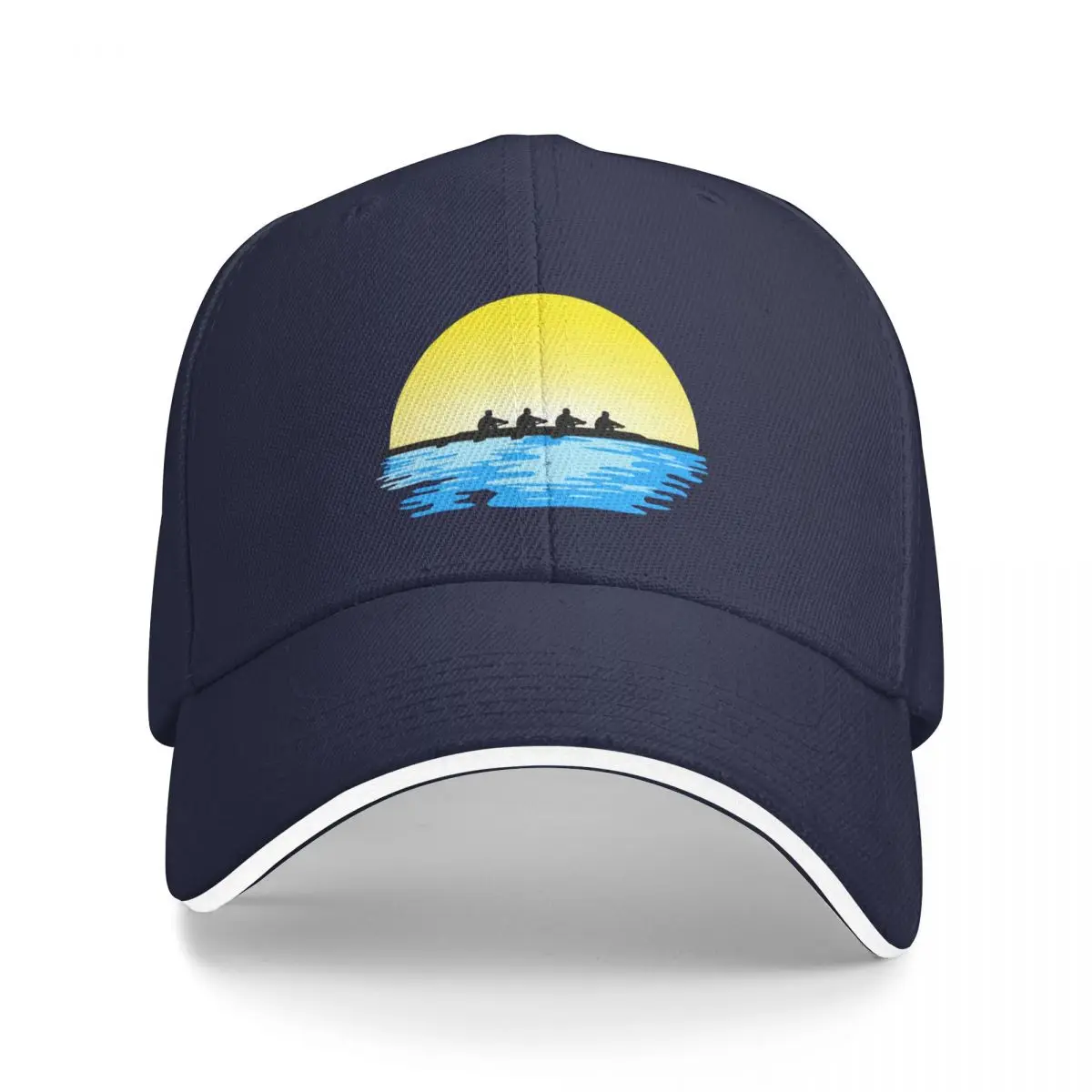 Rowing, Crew, Quad Rowing team on water and sunset Baseball Cap black Sports Caps Elegant Women's Hats Men's