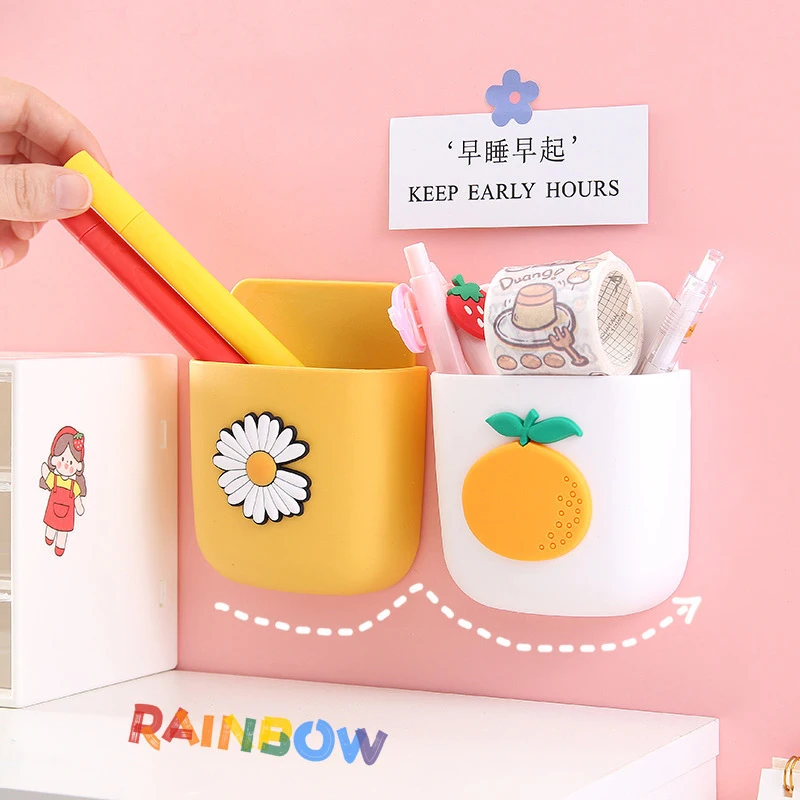 Cartoon Storage Box Living Room Bedroom Wall Background Decorative Storage Remote Control Wall Hanging Storage Box Self-adhesive