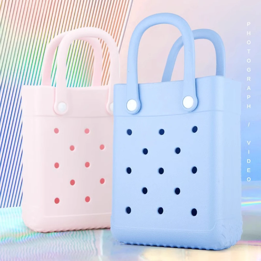 

Colorful Pattern Flower Mini Jelly Bag - Small Hole Washable Waterproof EVA Beach Storage Bag