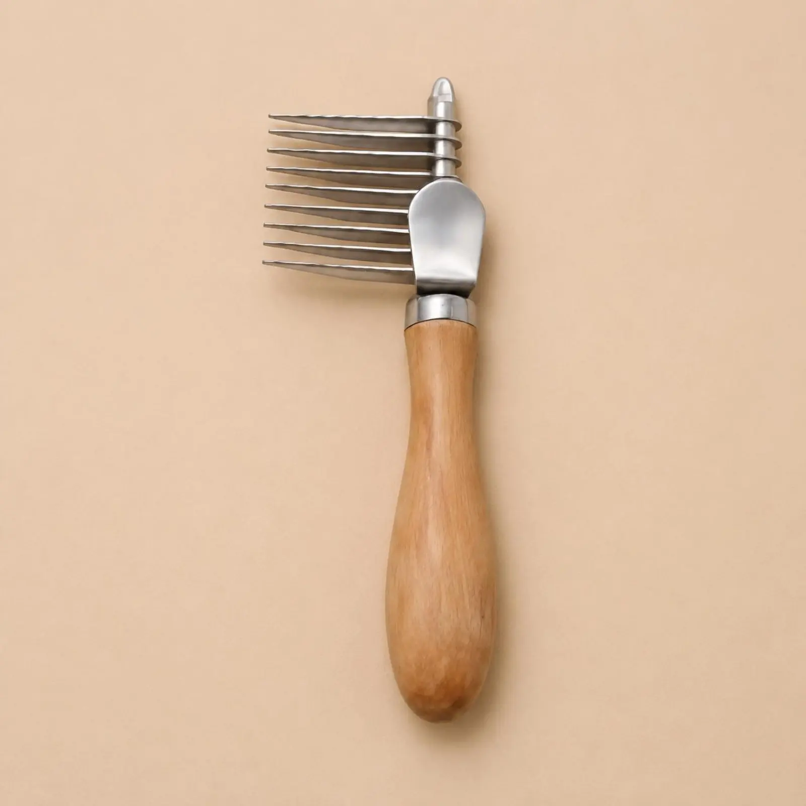 

Wood Handle Dematting Rake Hook Teeth Double Use Pet Brush Dog Feline Grooming Comb Sawtooth Blade Pet Detangler Comb Non-Slip