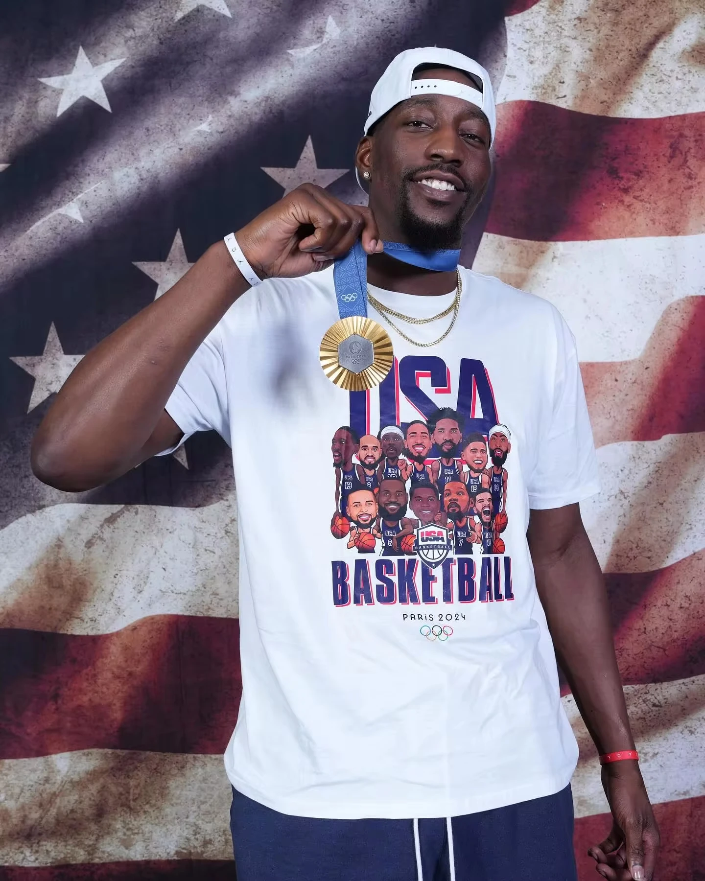 USA Dream Team USA Basketball James Curry Durant Oversized Loose Pattern Printing Funny High Quality Cotton Round Neck T-Shirt