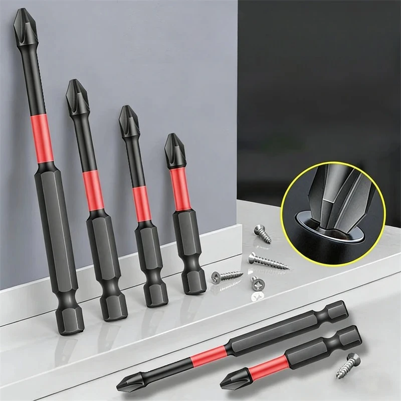 Magnetic Impact Phillips Screwdriver Anti-Slip Impact Long-Head Screwdriver Set - Hexagonal Handle Cross Impact Drill Bit