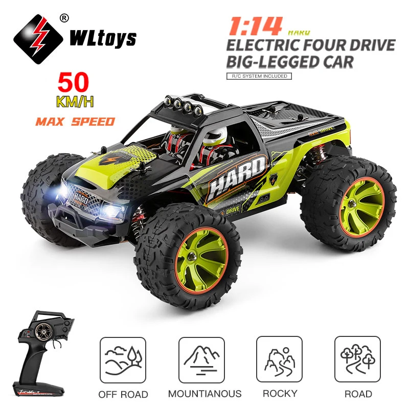 WLtoys 144002 2.4G 레이싱 RC카, 50 KM/H 4WD 합금 금속 전기 고속 자동차, 오프로드 드리프트 리모컨 장난감 VS 144001