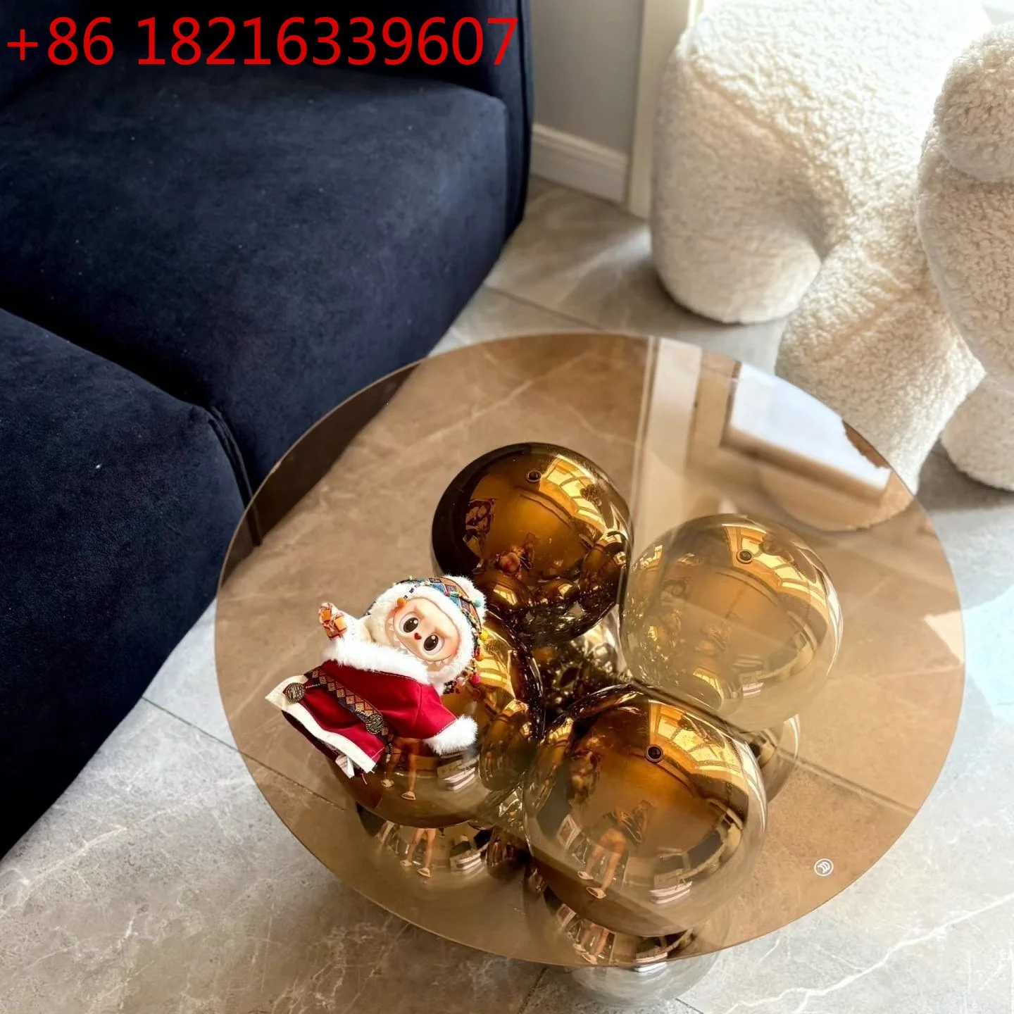 YAO stainless steel coffee table household corner table Nordic living room modern light luxury round table creativity