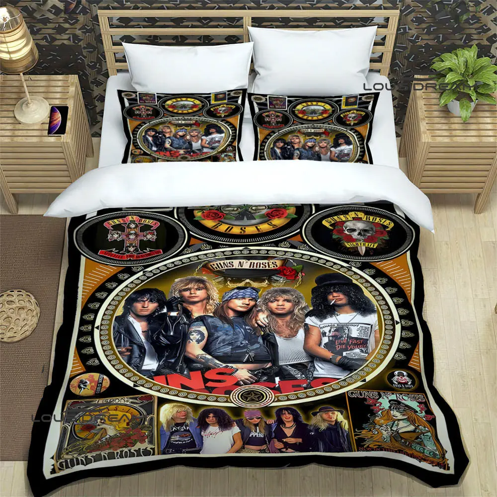 Guns n\'roses band retro Bedding Sets exquisite bed supplies set duvet cover bed comforter set bedding set luxury birthday gift