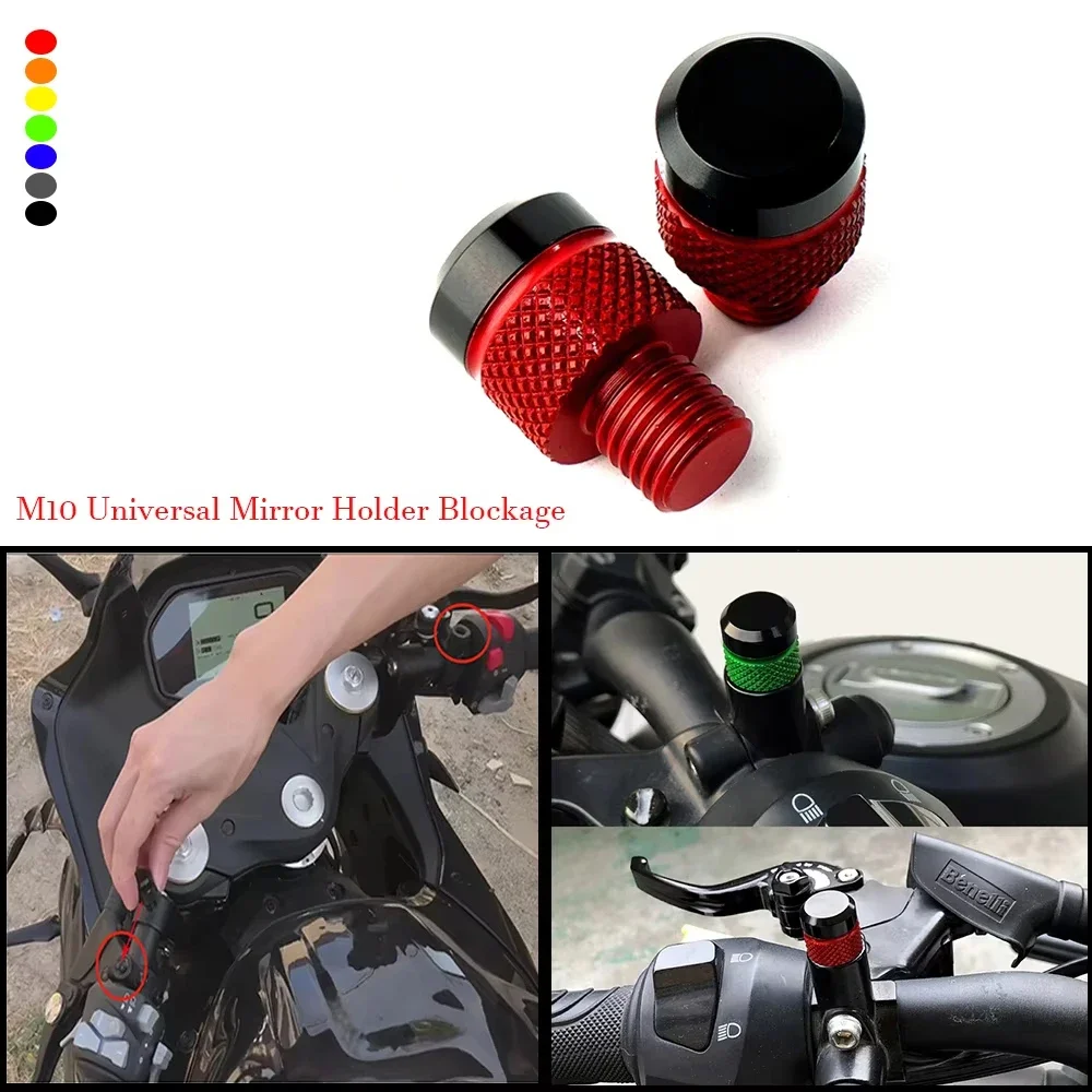 Para YAMAHA MT09 DUCATI Honda Benelli accesorios universales para motocicleta Moto M10 tapón con orificio para espejo tornillos tuerca pieza modificada