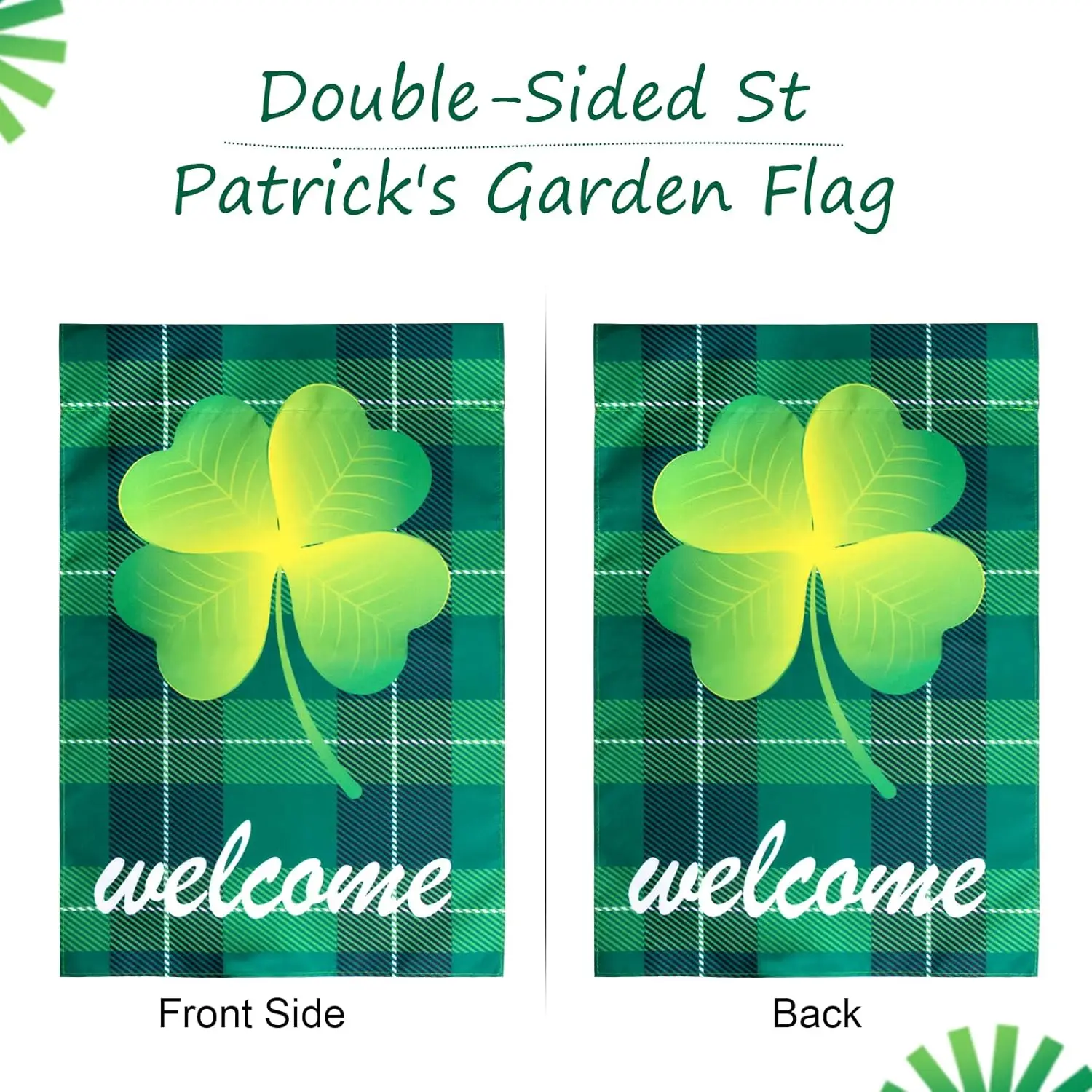 YOSENG St. Patrick;s Day Flag – Vibrant and Lucky 12x18 Inch Double-Sided Garden Flag for Outdoor Decorations(Buffalo Plaid four