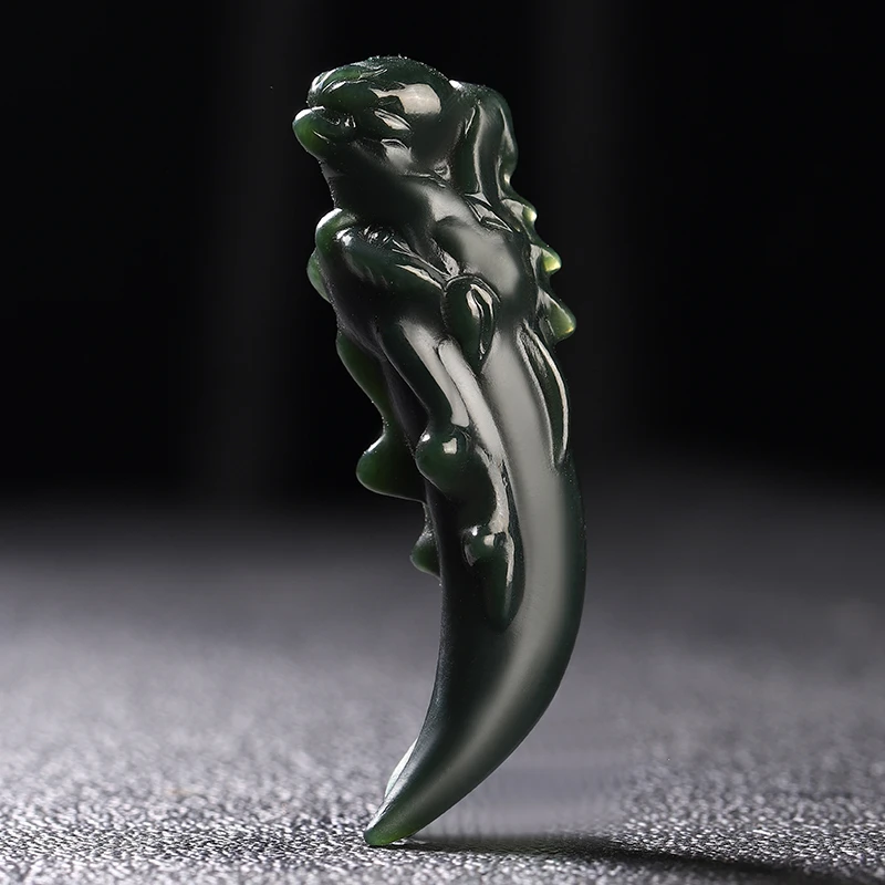 

Натуральный нефрит, зеленый нефрит, ожерелье с зубами дракона для мужчин и женщин, сертифицированные ювелирные изделия, натуральный китайский нефрит Hetian, ожерелье-амулет на удачу