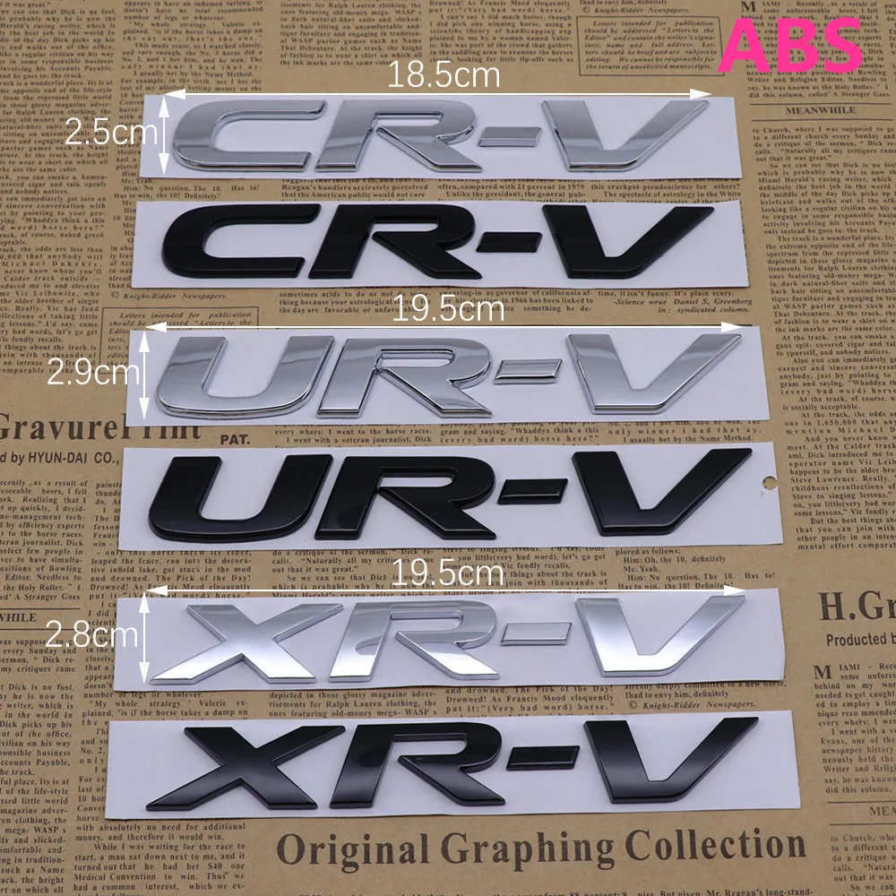 

1pcs forHonda CR-V XR-V XR-V ABS Chrome Silver /Black car Emblem Fender side Rear tail trunk badge sticker Decal styling