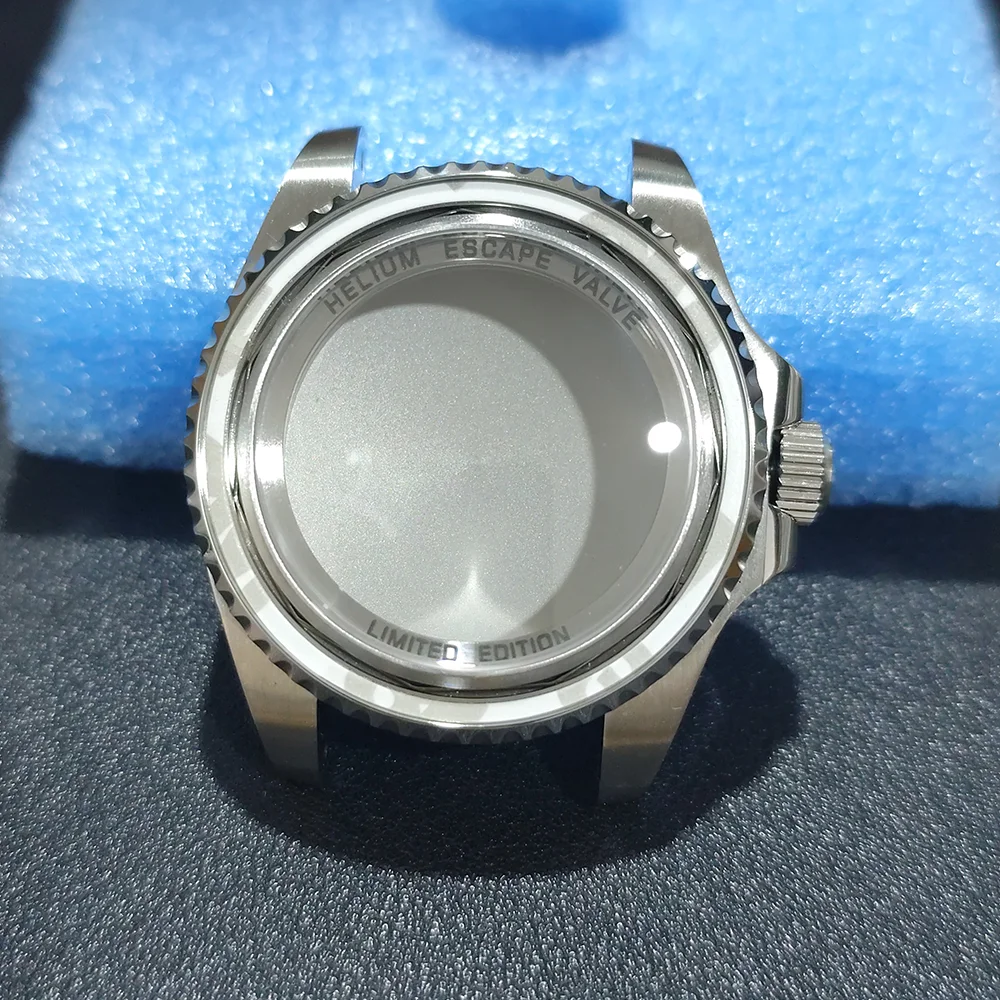 

44MM Silver Watch Case Sapphire Crystal For DEEP SEA Watch Case Fit NH35 Movement For 28.5mm Dial Accessories NH35 Case