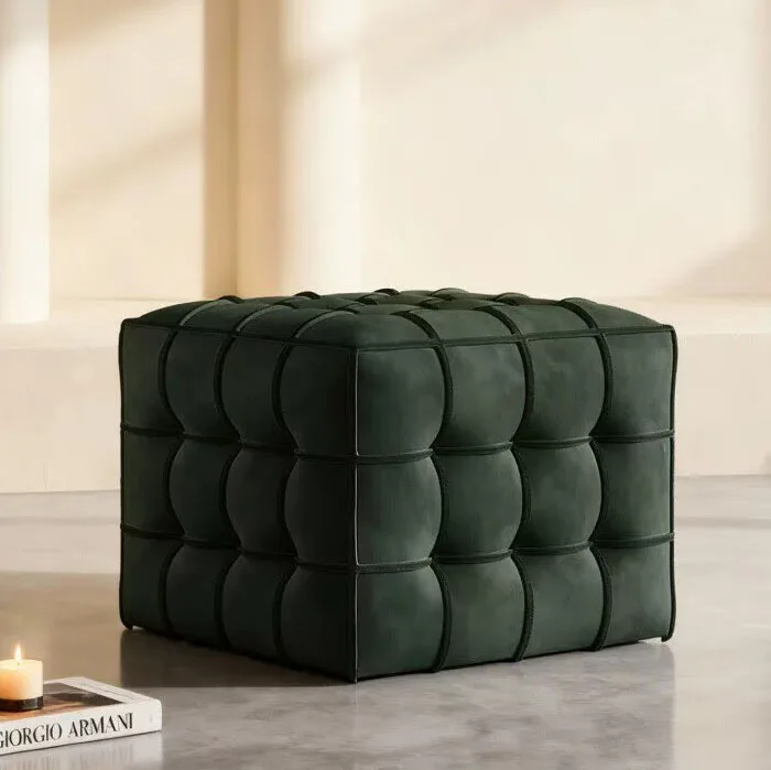 Matte velvet magic square stool shoe changing stool sofa stool vintage furniture dressing stool wardrobe dressing stool Italian