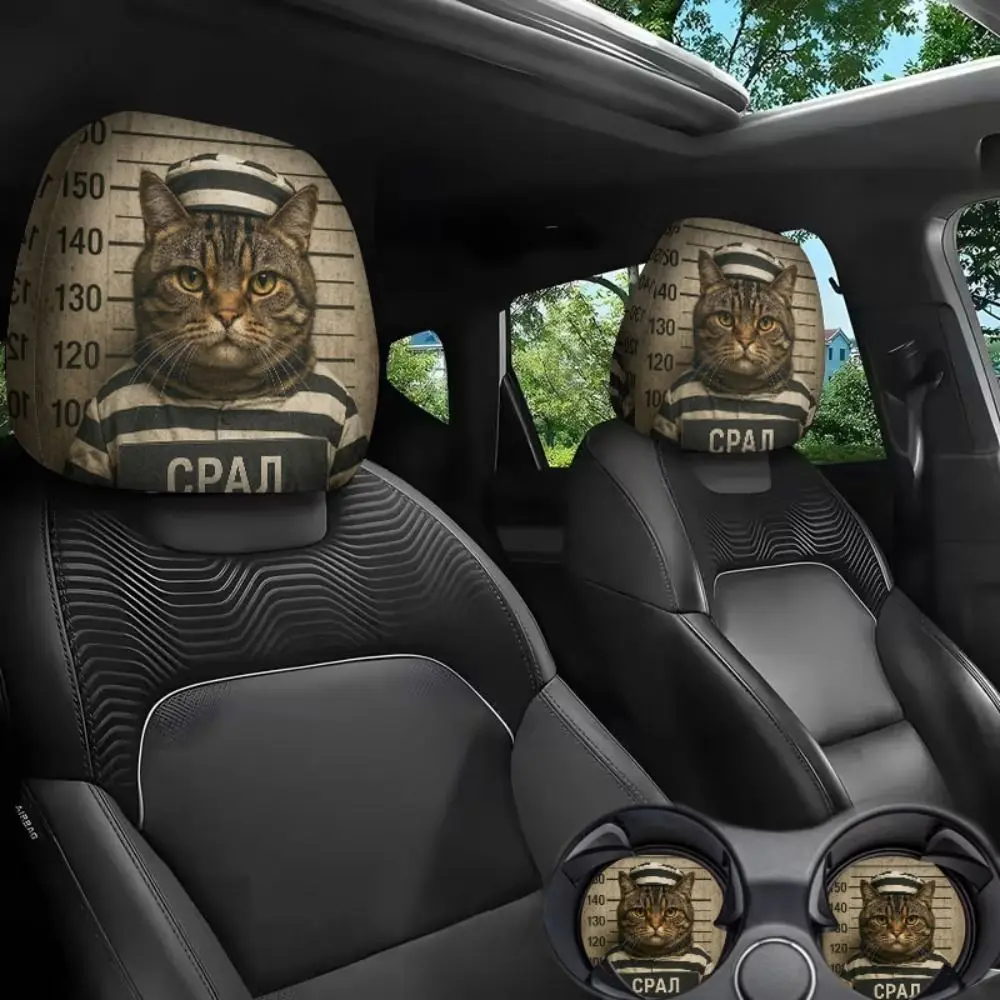 2pcs Elastic Stretch Fabric Car Headrest Covers Soft Material Lightweight Halloween Car Covers Non-Slip Easy To Take Off 5