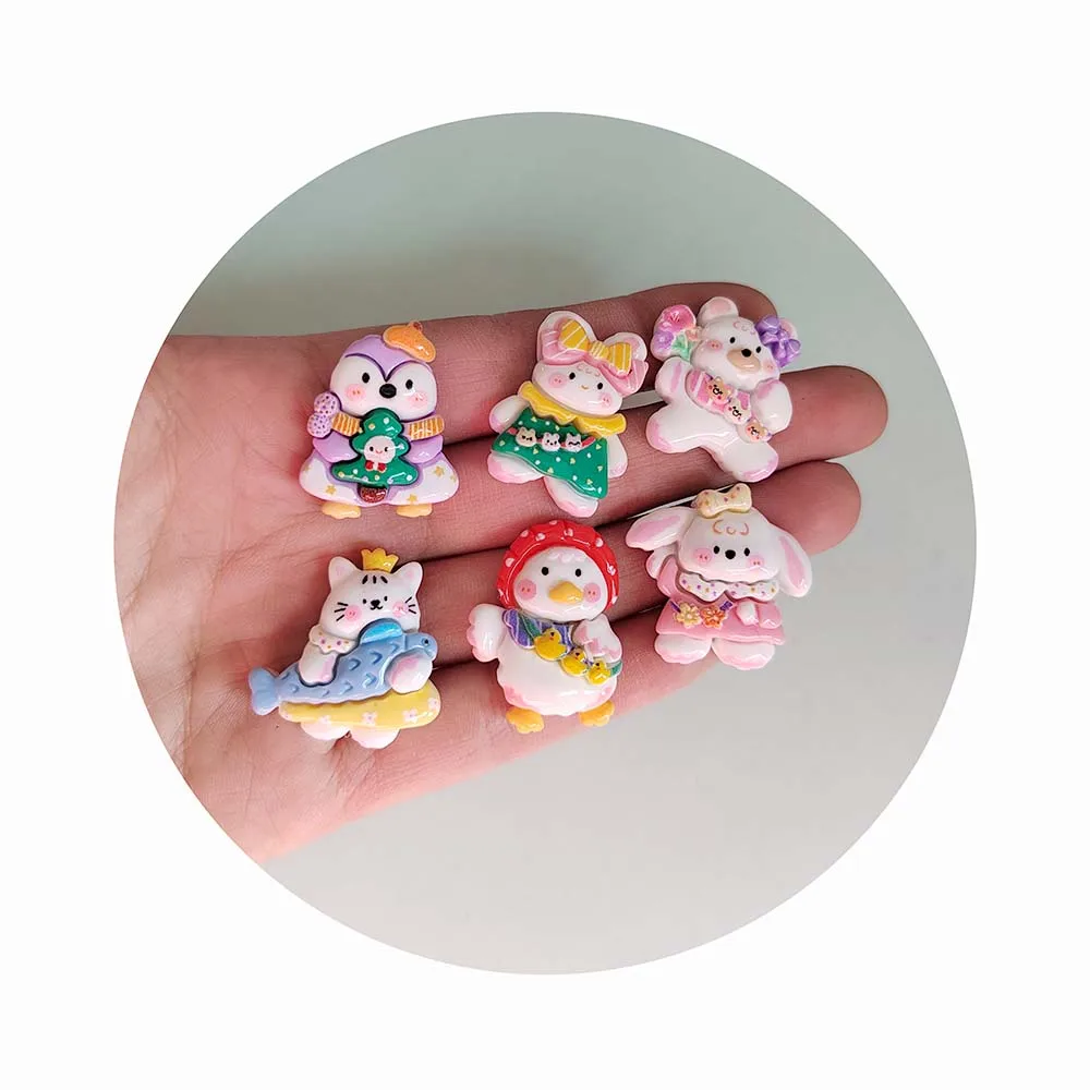 

Kawaii Resin Cartoon Cat Rabbit Bear Flatback Cabochon DIY Scrapbooking Slime Charms for Craft Headwear Accessories