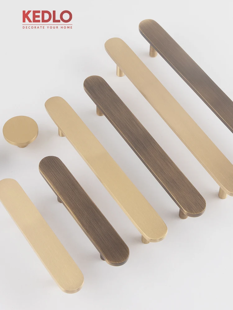 KEDLO Massiver Messinggriff, minimalistisch, flach, modern, gebürstetes Messing, Küchenschrankgriff, Schubladengriff, antikes Messing. – Detail 6