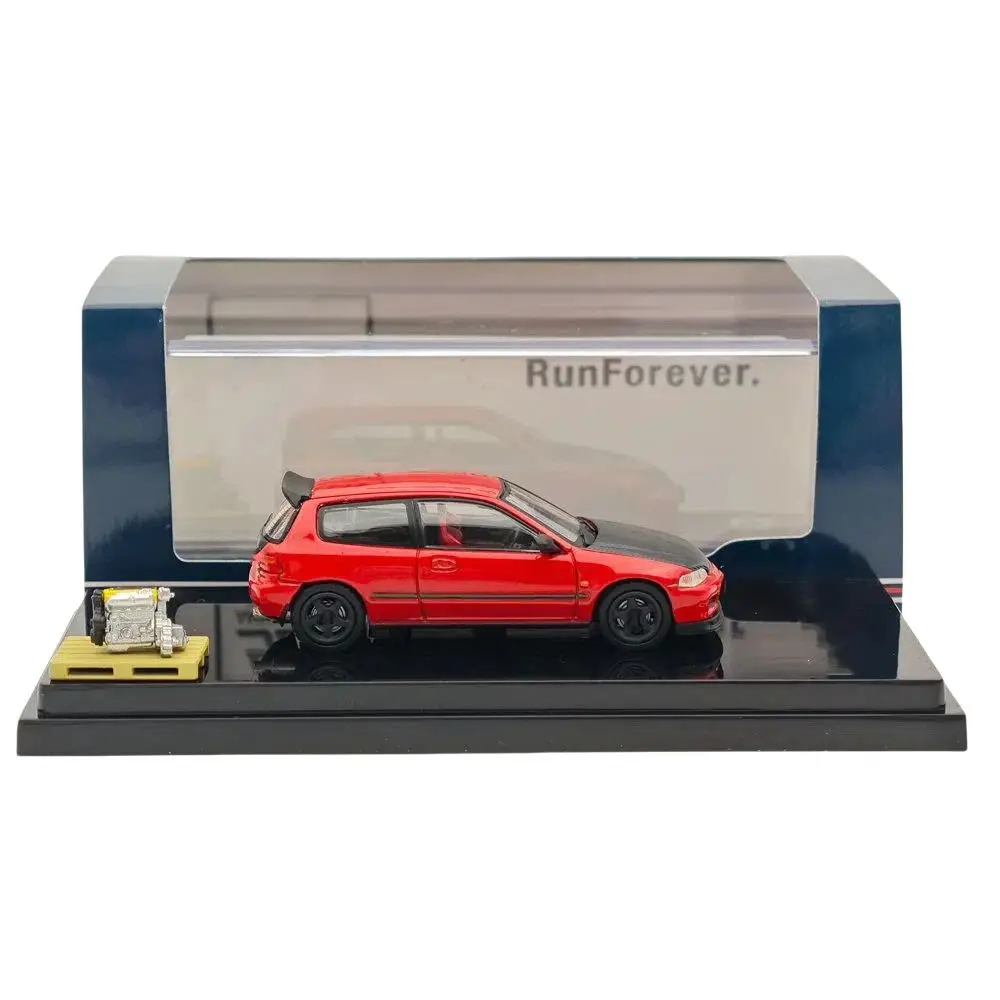 Hobby HJ64 1/64 para (EG6) versión personalizada con pantalla de motor rojo HJ642017AR modelos fundidos colección de coches Auto juguetes regalo