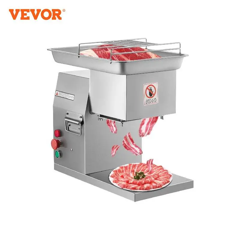 VEVOR Commercial Meat Cutter Machine 1100 LB/H 3mm Stainless Steel with Pulley 600W Electric Food Cutting Slicer for Kitchen