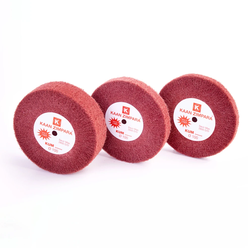 KAAN ZIMPARA Red Taf Brose Cap Fiber Polishing Wheel 100mm Fine Matte Finish Remove Light Scratches Jewelry Metal Soft Brushing