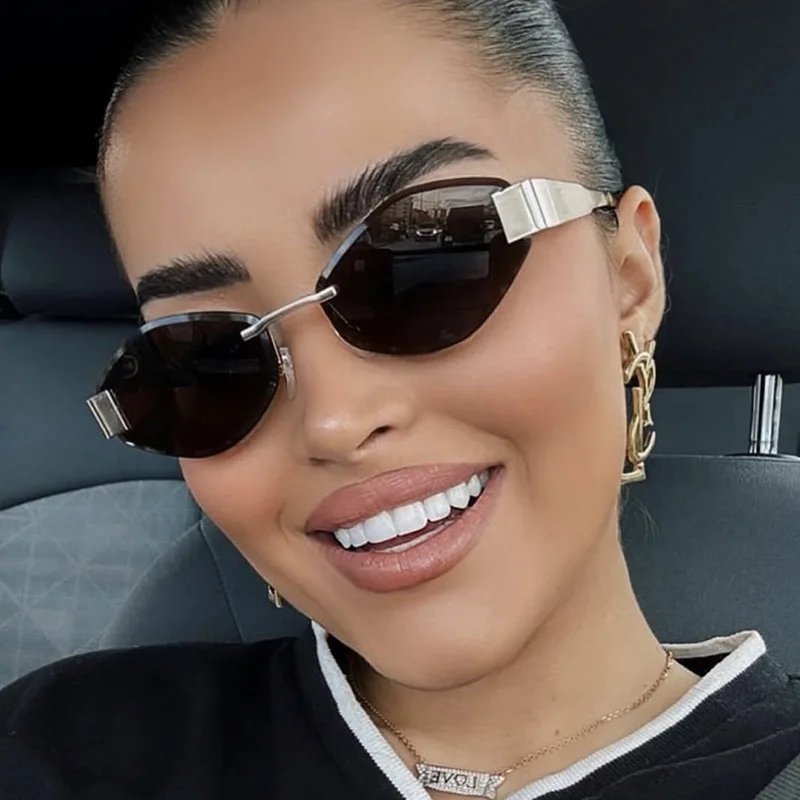 2026 New Rhombus Rimless Sunglasses Women Polygon Luxury Elegant UV400 High-End Versatile Shades