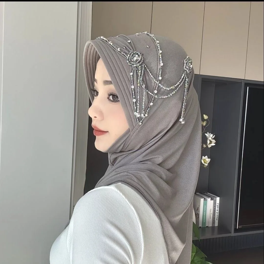 Hijab Muslim wanita syal jilbab gratis pengiriman mewah rumbai syal Malaysia doa Kufi Islam Arab Saudi Fashion baru 05208