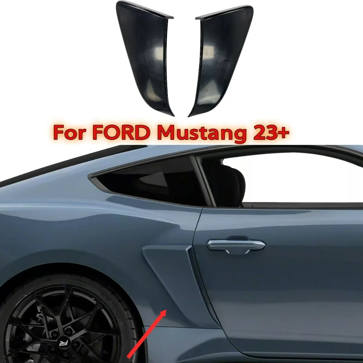 Carbon Fiber Rear Side Fender Trim Stickers for 23+Ford Mustang Coupe 2-Door  2PCS/Set